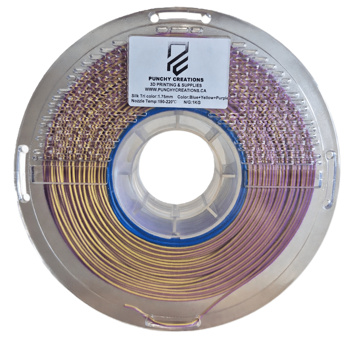 Tri-Color Silk PLA - Blue/Yellow/Purple 1KG