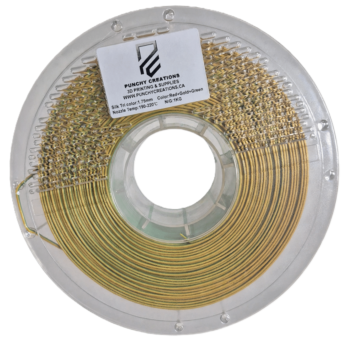 Tri-Color Silk PLA - Red/Gold/Green 1KG